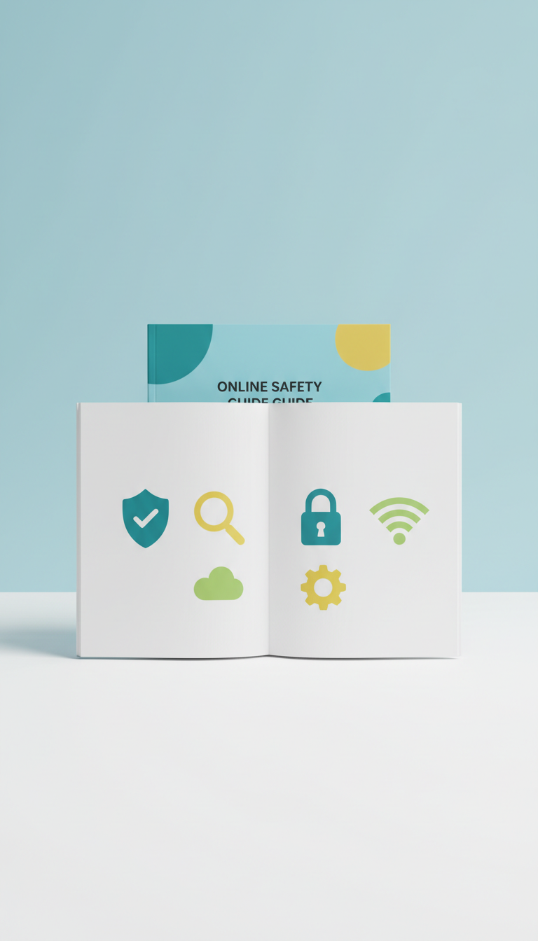 Large-print online safety guide booklet